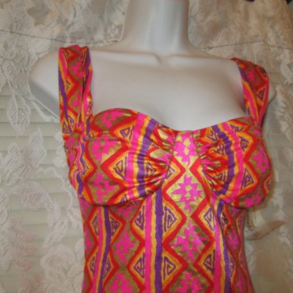 Vintage 80s NOS Jantzen Disco Bathing swimsuit Metallic Groovy w/tags -8 - Picture 3 of 9